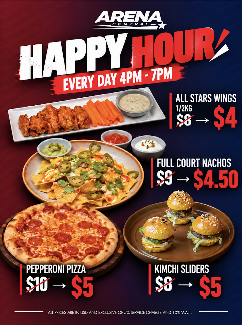 Arena Central Happy Hour Food Menu